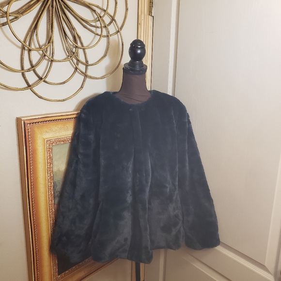 Nwt 2x 18 20 faux fur jacket green - Picture 7 of 10